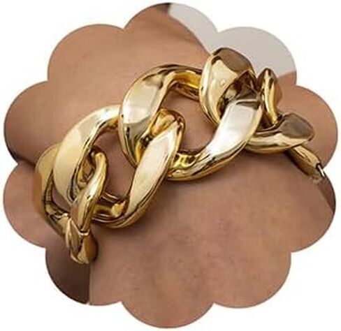 fxmimior Boho Fashion Dainty Boho Gold Silver Chain Stackable Lock Bracelets Set for Women Adjustable Beaded Chunky Flat Cable Chain Punk Bracelets Jewelry for Women Girls Gift in Kuwait