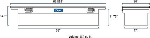 UWS EC10481 مقبض سحب صندوق أدوات شاحنة ألومنيوم ثقيل الجدار مقاس 69 بوصة مع غطاء منخفض وغطاء صلب in Kuwait