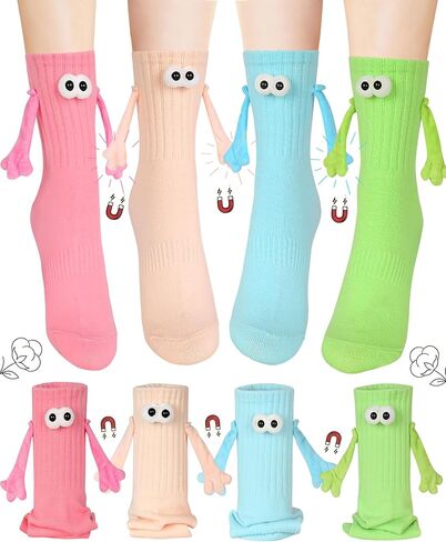 Vermeyen Magnetic Holding Hands Socks Novelty Funny Women Men Couple Socks Boyfriend for Gifts Halloween Christmas Socks in Saudi Arabia