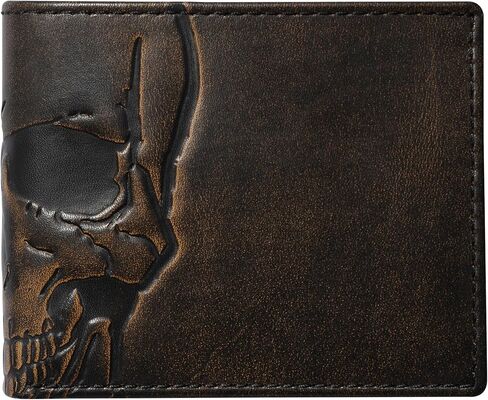 HoJ Co. BASS FISH Bifold Wallet for Men | Extra Capacity Two ID Windows | Full Grain Leather With Hand Burnished Finish | Multi Card Capacity | Outdoor Sportsman Men's Wallet in Kuwait