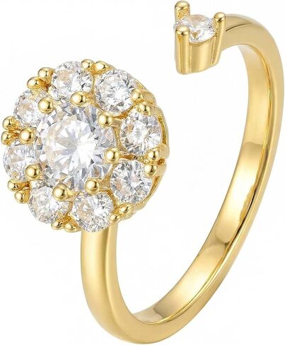 NONAMOIS Gold Rings for Women Open Anti Anxiety Spinner Ring Adjustable Fidget Rings Evil Eye Flower Ring Jewelry for Girls in Saudi Arabia