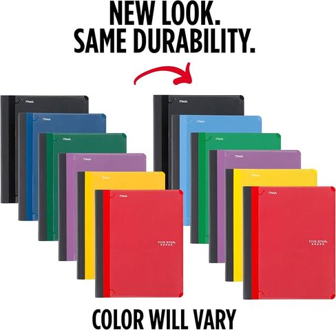 Five Star Interactive Notetaking Composition Books, 6 Pack, 1 Subject, College Ruled Paper, 9" x 11", 100 Sheets, Customizable, Red, Yellow, Green, Blue, Purple, Black (38612) in Saudi Arabia