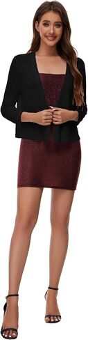 Satuun Women's 3/4 Sleeve Shrugs Crochet Lightweight Open Front Cropped Cardigan for Women in Saudi Arabia