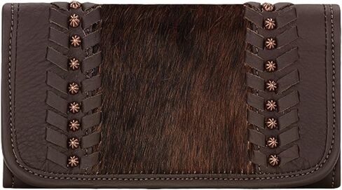 American West Women's Cow Town Chocolate Pony Hair Tri-Fold Wallet Chocolate One Size in Kuwait