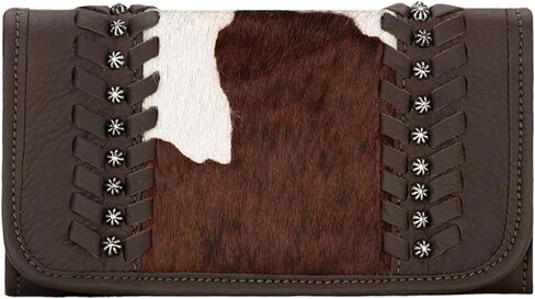 American West Women's Cow Town Chocolate Pony Hair Tri-Fold Wallet Chocolate One Size in Kuwait