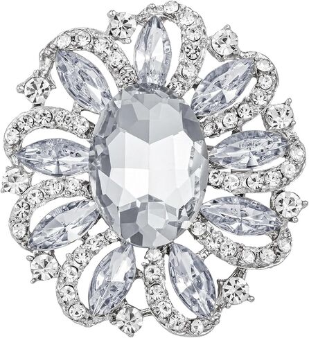 SELOVO Flower Rhinestone Statement Brooch Pin Accessory Antique Gold Tone in Saudi Arabia