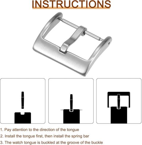uxcell Watch Strap Clasp Replacement, Brushed Stainless Steel Broadside Type Buckle, for 22mm Width Watch Bands in Saudi Arabia