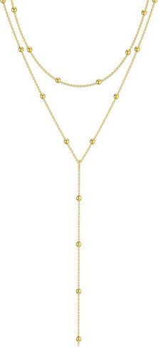 Picuzzy Lariat Gold Necklace for Women, Dainty 14k Gold Plated/Silver Long Necklace for Women Trendy Layered Y Necklace Cubic Zirconia Pendant Necklaces Simple Gold Jewelry for Women Girls Gift in Kuwait