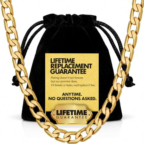 LIFETIME JEWELRY قلادات سلسلة كوبية مشطوفة مطلية بالذهب الحقيقي عيار 24 قيراط (3 مم، 6 مم و9.5 مم) in Kuwait