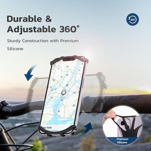 VUP Bike Phone Mount, Universal Bike Cell Phone Holder, 360° Rotatable, Silicone Bicycle Phone Mount Compatible with iPhone 15/14/13/Pro Max/Pro/mini/12/11/Xs/Max/Xr/X/7/8/Plus, 4.0''~6.7'' Cellphones in Saudi Arabia