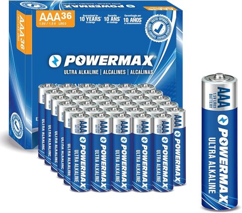 بطاريات PowerMax 24-Count Triple AAA ، بطارية قلوية طويلة الأمد للمنزل والمكاتب ، وعمر الوجه لمدة 10 سنوات ، وتعبئة قابلة لإعادة التغليف in Kuwait