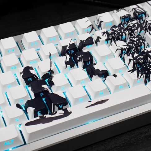 PBT Japanese Gray Keycaps 144 Keys Cherry Profile DYE-Sub Custom Minimalist Keycaps for 60% 65% 70% 75% 100% Cherry Gateron MX Switches Mechanical Keyboards in Saudi Arabia
