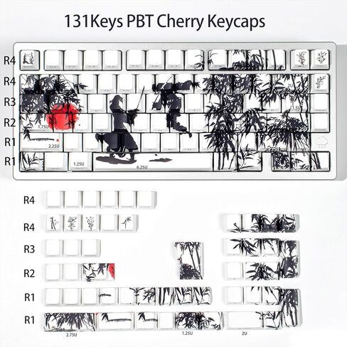 PBT Japanese Gray Keycaps 144 Keys Cherry Profile DYE-Sub Custom Minimalist Keycaps for 60% 65% 70% 75% 100% Cherry Gateron MX Switches Mechanical Keyboards in Saudi Arabia
