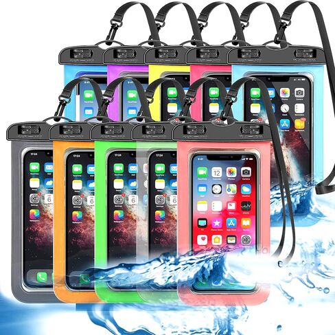 Up to 8.3" 5 Pack Multicolor Universal Waterproof Phone Pouch, Phone Waterproof Case Dry Bag,Protection Level: IP68,Outdoor Sports for Apple iPhone,Samsung,and More,Black,Blue,Pink,Orange,Green in Kuwait