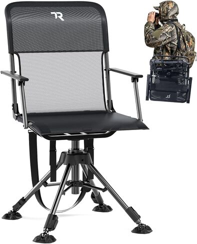 TR 360 Degree Swivel Hunting Heated Chair,400 lbs Capacity Silent,4 Legs Height Adjustable,Comfortable Padded Seat,Portable Ground Hunting Chair for Deer Dove Hunting in Saudi Arabia