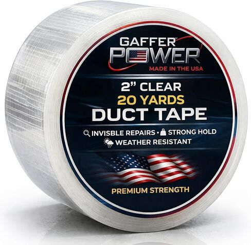شريط لاصق شفاف من Gaffer Power | شريط مقاوم للطقس عالي الأداء للإصلاحات والترقيع والختم والتركيب | الاستخدامات السكنية والتجارية والصناعية 2 بوصة × 20 ياردة in Kuwait