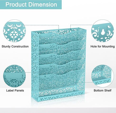 EasyPAG Desk File Organizer Heavy Duty Metal Wall Mount File Holder 5 Tier Mail Paper Folder Holder with Bottom Tray for Office Home Cubicle Countertop, White in Saudi Arabia
