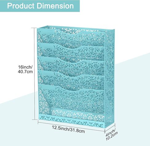 EasyPAG Desk File Organizer Heavy Duty Metal Wall Mount File Holder 5 Tier Mail Paper Folder Holder with Bottom Tray for Office Home Cubicle Countertop, White in Saudi Arabia