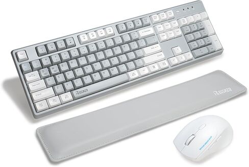 Wireless Keyboard and Mouse Combo,2.4G Full Size Wave Keys Ergonomic Keyboard with Wrist Rest for Natural Typing, 3 DPI Adjustable Ergonomic Silent Mouse for Computer/Laptop/Windows/Mac (Grey) in Kuwait