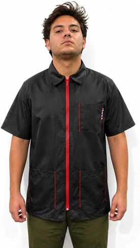 Professional Barber Jacket for Men Women Half Sleeve Shirt Water Resistance Hair Stylist Salon Smock Pet Grooming Jacket in Saudi Arabia
