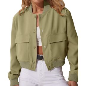 سترات نسائية من Modegal Varsity Bomber بأكمام طويلة وأزرار سفلية معطف كاجوال مع جيوب ملابس خارجية in Kuwait
