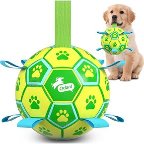 Dog Toys Soccer Ball with Straps - Durable Dog Balls for Large Dogs, Beach Pool Dog Water Toy, Dog Tug Toys for Tug of War, Puppy Dog Birthday Gifts (8 Inch) in Kuwait
