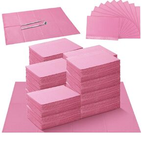 Lallisa 1000 Pcs Dental Bibs 13" x 18" Dental Bibs Disposable 3 Ply Waterproof Wormhole Tattoo Bib Sheet for Patients Dentist or Medical Tray Cover and Nail Table Cover Supplies, Pink in Saudi Arabia