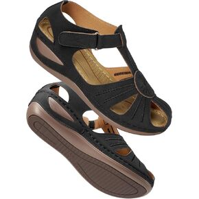 DUOYANGJIASHA Women's Closed Toe Sandals: Comfortable Cushioned Casual Wedge Fisherman Sandals Adjustable Ankle Strap Non Slip Lightweight Dressy Summer Shoes for Walking in Saudi Arabia