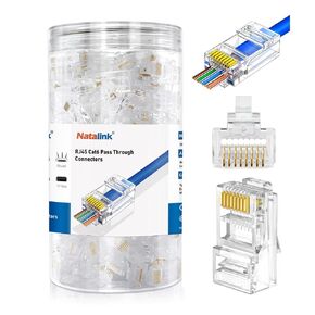 CAT 6 RJ45 تمرير عبر موصل 200 عبوة ، Ethernet RJ45 الموصلات CAT6 RJ45 مقابس معيارية لكابل UTP الصلب أو تقطعت بهم السبل in Kuwait