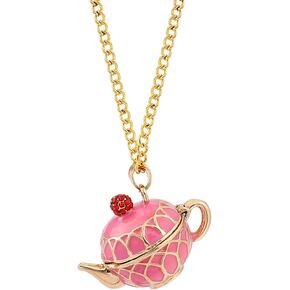 Dainty Funny Stacked Enamel Teacup Necklace, 3D Interlock Teapot Coffee Tea Cup Pendant Elegant Teacup Long Sweater Necklace for Women Girl in Kuwait
