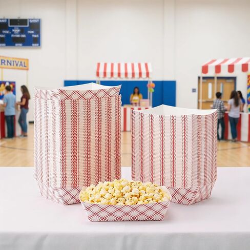 Fasmov 250 Pack 1 lb Capacity Disposable Paper Food Tray, Grease Resistant, Coated Paperboard Basket for Fries, Hot Corn Dogs, Popcorn or Snacks, Nachos in Saudi Arabia