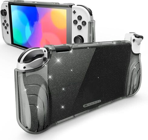Case Mumba for Nintendo Switch OLED 2021 ، [سلسلة Thunderbolt] غطاء واقي واقي مع GRIP TPU متوافق مع Nintendo Switch New OLED 7 بوصة ووحدة تحكم Joy-Con (Clear) in Kuwait