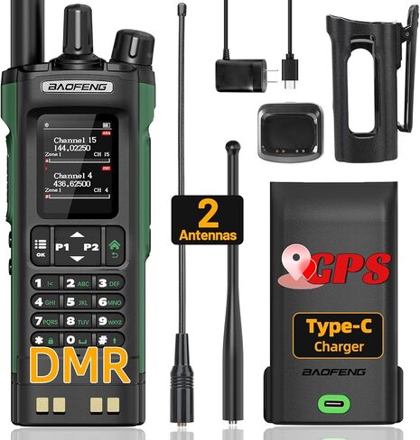 راديو HAM BAOFENG DM32 DMR RADIO باليد المحمول بإعادة الشحن walkie talkies طويلة المدى DM32UV 5RM راديو راديو NOAA مع GPS ، وتردد نسخ 2500mAh بطارية USB-C الشحن مع الحافظة الراديو in Saudi Arabia