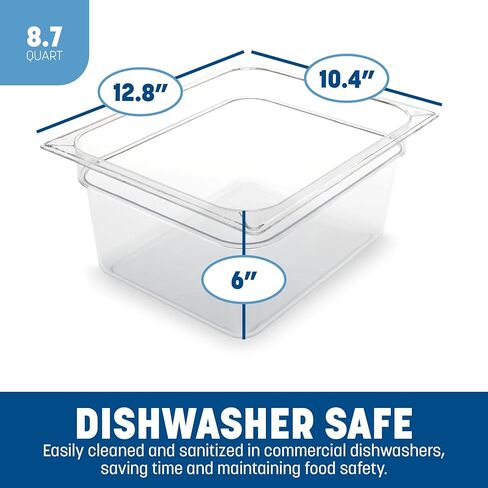 Carlisle FoodService Products Storplus 1/2-Size Food Pan for Catering, Buffets, and Restaurants, Polycarbonate 6 Inches Deep, Clear, (Pack of 6) in Saudi Arabia