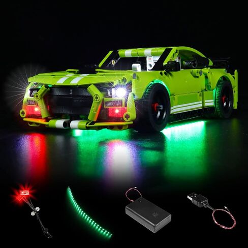 مجموعة إضاءة LED من VONADO لسيارة Lego Technic Ford Mustang Shelby GT500 42138، إضاءة DIY متوافقة مع Lego Mustang 42138 (بدون نموذج Lego)، مجموعة إضاءة Lego للديكور الإبداعي كهدية للأطفال (الضوء فقط) in Saudi Arabia