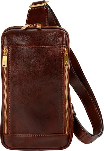 Time Resistance Leather Crossbody Bag - Brown Sling Bag - Messenger Bag for Men and Women - Handmade Shoulder Bag Backpack in Saudi Arabia