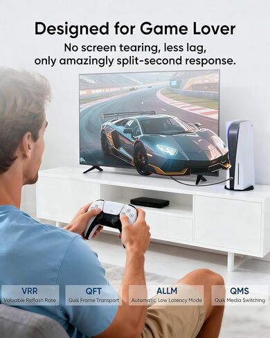 8K Short HDMI Cable 2 Foot, HDMI 2.1 Cord 2FT High Speed HDMI to HDMI Cable 48Gbps Support 8K@60Hz, 4K@120Hz, eARC, 3D, HDR, HDCP 2.2&2.3 for Switch, Camera, Monitor, Laptop, HDTV in Saudi Arabia