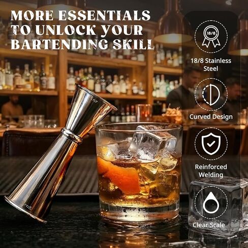 KITESSENSU Jigger for Bartending, Japanese Jigger 2 oz 1 oz with Measurements Inside, 18/8 Stainless Steel Cocktail Jiggers in Saudi Arabia