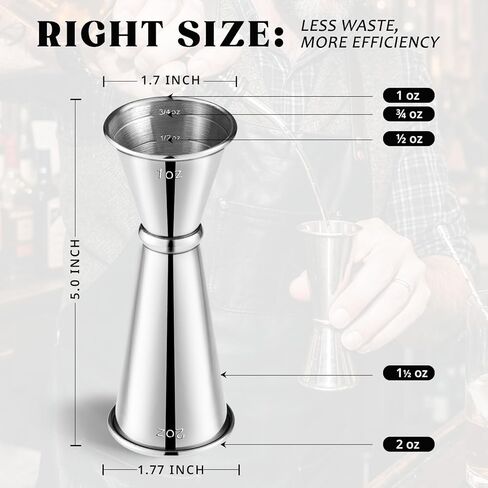 KITESSENSU Jigger for Bartending, Japanese Jigger 2 oz 1 oz with Measurements Inside, 18/8 Stainless Steel Cocktail Jiggers in Saudi Arabia