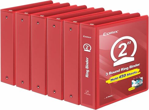 COMIX 3 Ring Binder 1 inch with Clear View Cover, 1" View Binder Holds 200 Sheets of US Letter Size Paper, 6 Pack (Dark Blue) in Saudi Arabia