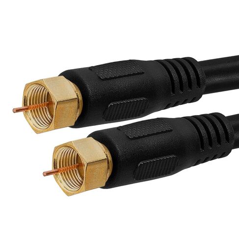CMPLE DIGITAL COAXIAL CABLE F -TYPE MALE RG6 COAX Digital Audio Video مع FIL CONNECTOR PIN سلك القمر الصناعي - 50 قدمًا أسود in Saudi Arabia