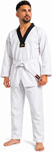 Twister Taekwondo uniform 8oz poly/cotton with embrodary on back (WHITE - V, 1) in Kuwait