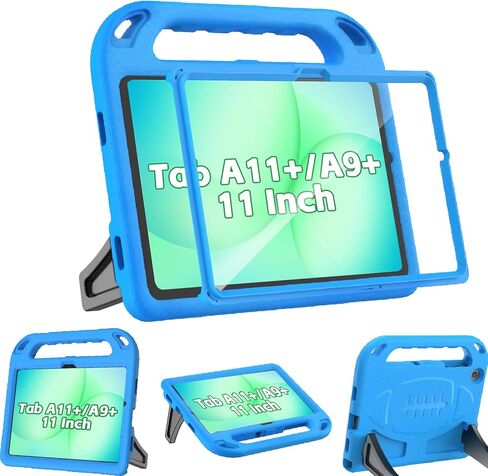 غطاء جهاز إلكتروني محمول BMOUO لجهاز Samsung Galaxy Tab A9+/A9 Plus مقاس 11 بوصة 2023 - أزرق، حافظة كمبيوتر لوحي مع واقي شاشة مدمج وحامل مقبض مقاوم للصدمات in Saudi Arabia