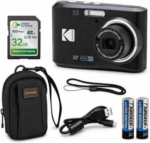 Kodak PIXPRO FZ45 Friendly Zoom 16MP Full HD Digital Camera, Black, Bundle with 32GB Memory Card and Camera Bag in Saudi Arabia