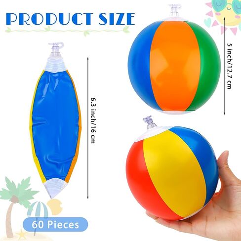 Aodaer 60 Pack 5 Inch Inflatable Beach Balls Classic Swimming Pool Balls for Beach Pool Party Favors Classic Inflatable Beach Balls Bulk for Summer Supplies in Saudi Arabia