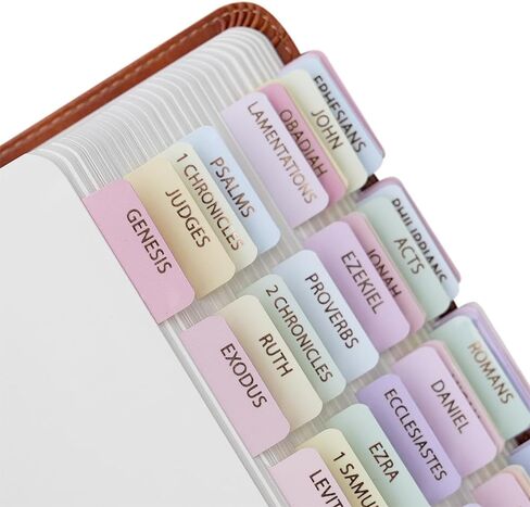Idyllic Grace Laminated Bible Tabs for Women, Bible Study, Rose Gold Foil Indexing Labels, Bible Journaling, Durable, New and Old Testament, Christian, Catholic, Apocrypha, 90 Tabs - Elevated in Saudi Arabia