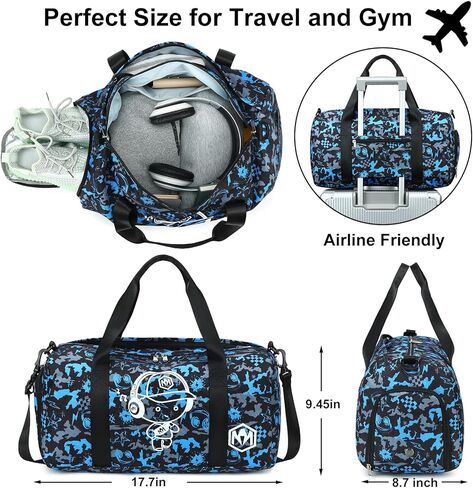 Kids Overnight Duffle Luminous Sport Gym Gag with Shoe Compartment & Wet Pocket Small Sleepover bag Carry on Weekender Travel Tote for Kids Boys Girls in Saudi Arabia