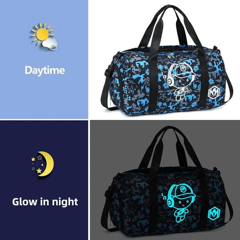 Kids Overnight Duffle Luminous Sport Gym Gag with Shoe Compartment & Wet Pocket Small Sleepover bag Carry on Weekender Travel Tote for Kids Boys Girls in Saudi Arabia