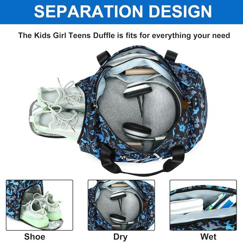 Kids Overnight Duffle Luminous Sport Gym Gag with Shoe Compartment & Wet Pocket Small Sleepover bag Carry on Weekender Travel Tote for Kids Boys Girls in Saudi Arabia