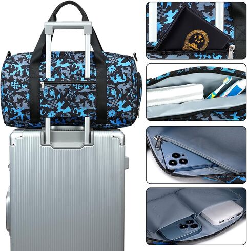 Kids Overnight Duffle Luminous Sport Gym Gag with Shoe Compartment & Wet Pocket Small Sleepover bag Carry on Weekender Travel Tote for Kids Boys Girls in Saudi Arabia